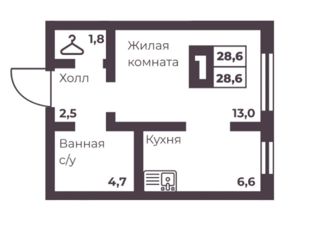 Продается квартира студия, 28.6 м2, Челябинск, Тракторозаводский район, проспект Ленина, 2Бк1