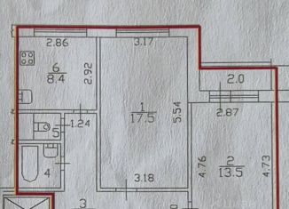 Продается 2-ком. квартира, 54.9 м2, Санкт-Петербург, проспект Ветеранов, 135к3, метро Автово