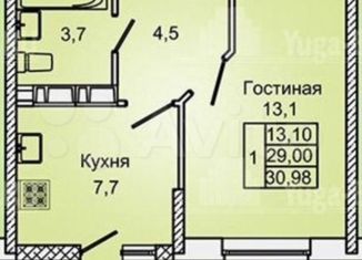 Продажа 1-ком. квартиры, 32.4 м2, Краснодар, Восточно-Кругликовская улица, 30/1, ЖК Смоленский