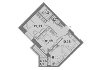 Продажа 2-ком. квартиры, 60.74 м2, Санкт-Петербург, Лиственная улица, 20к2, метро Проспект Просвещения