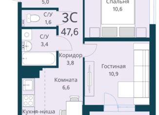 Продажа 3-ком. квартиры, 47.6 м2, Новосибирск, улица Красный Факел, 39