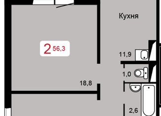 Продается двухкомнатная квартира, 56.3 м2, Красноярск, жилой комплекс Мичурино, 2.2, ЖК Мичурино