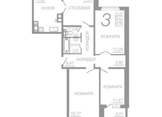 Продажа 3-комнатной квартиры, 93 м2, село Печерск, Кленовая улица, 2
