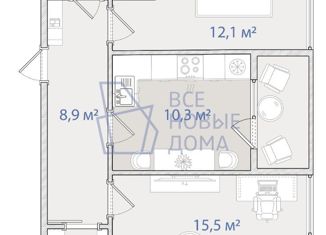 Продаю 2-комнатную квартиру, 54.4 м2, Новосибирск, Большевистская улица, 128