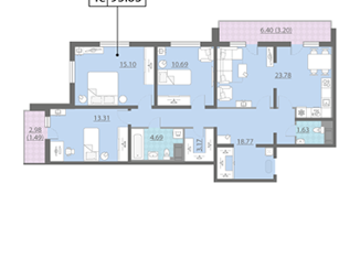 Продается 3-комнатная квартира, 96 м2, Санкт-Петербург, ЖК Шуваловский, Парашютная улица, 61к1