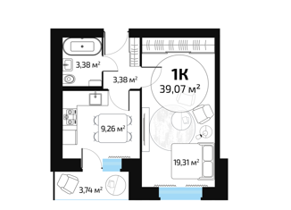 Продается 1-комнатная квартира, 39 м2, Самарская область, 1-й квартал, 78