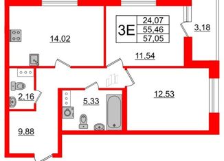 Продается 3-ком. квартира, 53 м2, Санкт-Петербург, ЖК Форест Аквилон, Планерная улица, 87к1