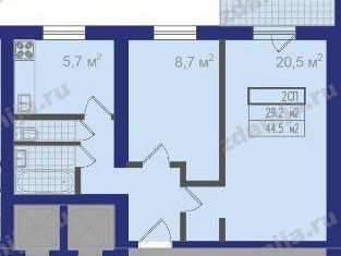 Двухкомнатная квартира на продажу, 44.8 м2, Москва, Шоссейная улица, 21/9, Шоссейная улица