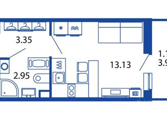 Квартира на продажу студия, 23.38 м2, Санкт-Петербург, метро Комендантский проспект