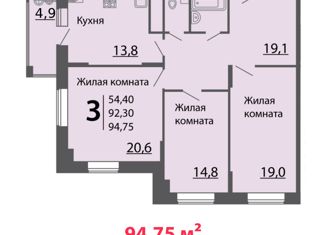 Продаю 3-ком. квартиру, 80 м2, Чебоксары, улица Филиппа Лукина, 9, жилой район Северо-Западный