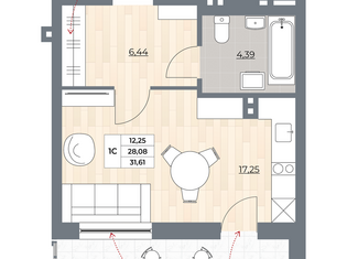 Продается 1-ком. квартира, 31.61 м2, Новосибирск, улица Гоголя, 222, Дзержинский район