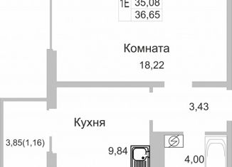 Однокомнатная квартира на продажу, 38.93 м2, Псков, ЖК Смарт-квартал, Инженерная улица, 132