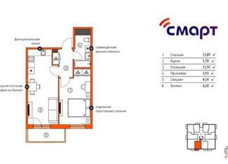 Продается 2-комнатная квартира, 45.13 м2, Петрозаводск, Лососинская улица, 4, район Центр
