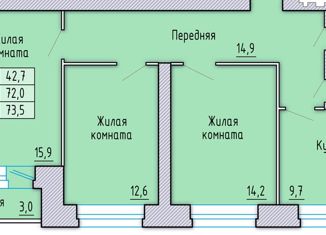 3-комнатная квартира на продажу, 73.5 м2, Орёл, Автовокзальная улица, поз1, Заводской район