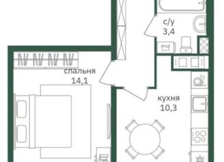 Продажа 1-комнатной квартиры, 38.5 м2, Москва, ЖК Зелёная Вертикаль