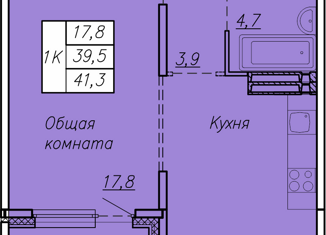 Продаю однокомнатную квартиру, 41.5 м2, Новосибирск, ЖК Галактика