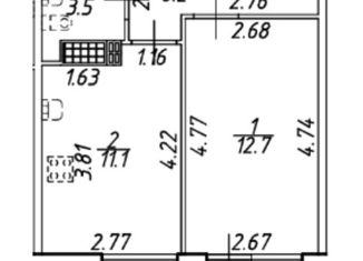Продаю 1-ком. квартиру, 36 м2, Кудрово, проспект Строителей, 16к1, ЖК Геометрия