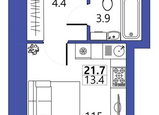 Продается однокомнатная квартира, 21.7 м2, Санкт-Петербург, улица Шкапина, 24Б, муниципальный округ Екатерингофский