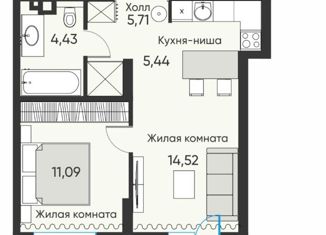 Продается 1-ком. квартира, 42 м2, Новосибирск, метро Площадь Маркса, площадь Райсовета, 14