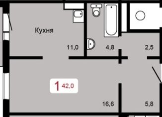 Продается 1-комнатная квартира, 42 м2, Красноярск, Апрельская улица, 5Л, ЖК Мичурино