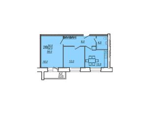 Продажа 2-комнатной квартиры, 56 м2, Вологда, Северная улица, 36В, микрорайон Водники