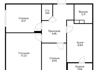 Продаю трехкомнатную квартиру, 69.15 м2, Краснодар, улица Григория Булгакова, 8, микрорайон Достояние