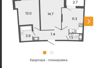 2-комнатная квартира на продажу, 50.9 м2, Санкт-Петербург, Комендантский проспект, 65, ЖК Ультра Сити