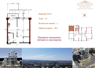 Продам 1-комнатную квартиру, 46.6 м2, Нальчик, проспект Шогенцукова, 21А, район Центр