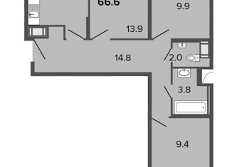 Продаю 2-ком. квартиру, 66 м2, Санкт-Петербург, метро Комендантский проспект, Комендантский проспект, 60к1