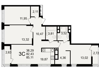 Продам 2-комнатную квартиру, 86 м2, Рязань, Куйбышевское шоссе, 19, Октябрьский административный округ