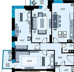 3-ком. квартира на продажу, 78.8 м2, Ростов-на-Дону, улица Ларина, 45б, ЖК Сердце Ростова 2