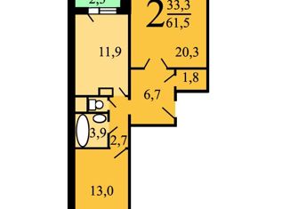 Продам 2-ком. квартиру, 60.2 м2, Москва, ВАО, Святоозёрская улица, 2