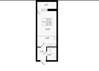 Продажа квартиры студии, 21 м2, Сертолово, Пограничная улица, 4к3