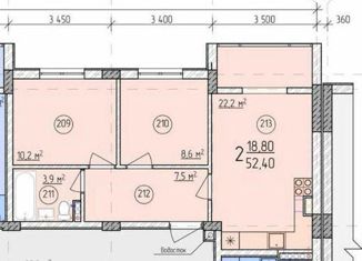 Продается трехкомнатная квартира, 52.4 м2, Новороссийск, ЖК Надежда, Кипарисовая улица, 2