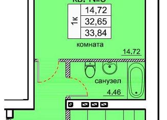 Продаю однокомнатную квартиру, 37 м2, поселок Верхнетемерницкий, улица Канта, 7