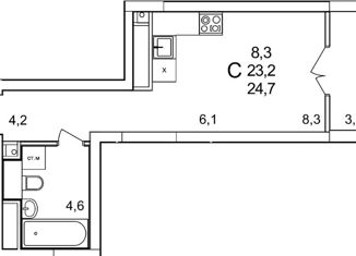 Квартира на продажу студия, 25.8 м2, деревня Анкудиновка, Русская улица, 12