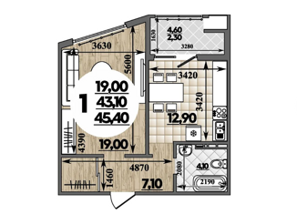 Продам 1-ком. квартиру, 45.4 м2, Анапа, улица Адмирала Пустошкина, 22к2