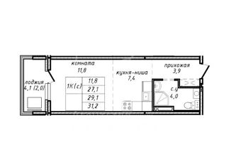 Продается квартира студия, 29.1 м2, Новосибирск, улица Связистов, 162