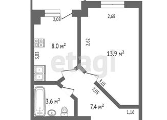 Продается 1-ком. квартира, 33.9 м2, поселок городского типа Уренгой, 5-й микрорайон, 22