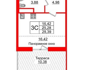 Продаю квартиру студию, 25.3 м2, Санкт-Петербург, улица Струве, 14к2, метро Звёздная