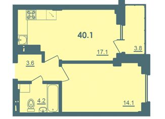 Продам 1-комнатную квартиру, 40 м2, деревня Портянниково, Александровский проезд, 8