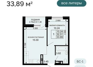 Продается 1-комнатная квартира, 33.89 м2, Краснодар, Средняя улица, 27/1, микрорайон Сады Калинина
