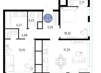 Продам 2-ком. квартиру, 59 м2, Рязань, улица 4-я Линия, 34, Железнодорожный административный округ