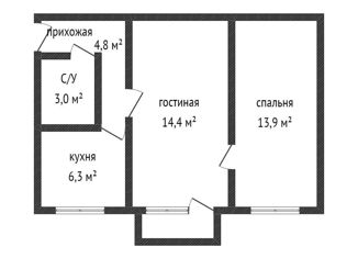 2-комнатная квартира на продажу, 45.4 м2, Краснодар, улица 2-я Пятилетка, 8к2, улица 2-я Пятилетка