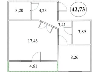 Продажа 1-комнатной квартиры, 43 м2, Омск, улица Малиновского, 25, ЖК Модерн-2