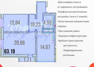 Продажа 2-ком. квартиры, 66 м2, Борисоглебск, Дорожная улица, 52с1