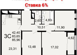 Продам трехкомнатную квартиру, 86 м2, Рязанская область, Льговская улица, 8