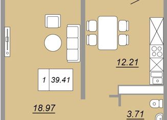 Продаю 1-ком. квартиру, 39.4 м2, Оренбург, ЖК Осенний Лист