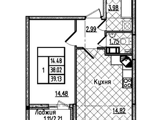 Продажа 1-комнатной квартиры, 39.13 м2, Санкт-Петербург, метро Лесная, проспект Маршала Блюхера, 1А