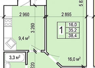 1-комнатная квартира на продажу, 35.5 м2, Энгельс, ЖК Локомотив, Вокзальная улица, 48